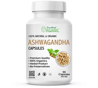 Ashwagandha Capsules – 90 PCs – 500mg Organic Withania Somnifera Supplement for Stress, Energy & Immunity | Herbal Capsules for Men & Women