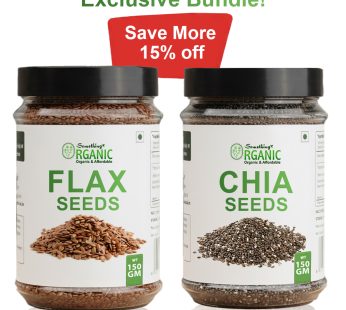 Pack of 2 Chia Seeds + Flax Seeds150GM – | High Fiber & Omega-2 Superfood | Weight Loss, Digestion & Heart Health Blend Jar