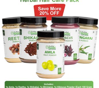 Pack of 5 100GM – Amla + Reetha + Shikakai + Bhringraj + Hibiscus Powder – Herbal Hair Care Powder for Hair Growth & Strength Jar