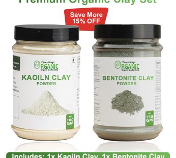 Pack Of 2 Kaolin Clay Powder-100GM + Bentonite Clay Powder-150GM | 100% Pure Skin Care Clay Mix Jar