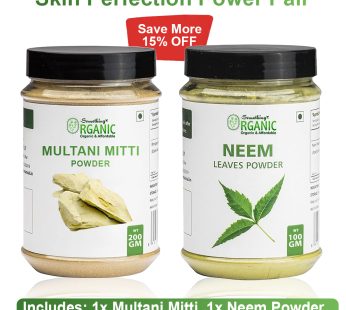 Pack of 2 – Organic Multani Mitti Powder-200GM + Neem Leaves Fine Powder-100Gm | Herbal Face Mask for Clear Skin Jar