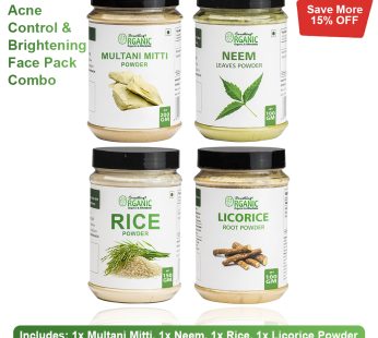 Pack of 4 200GM- Multani Mitti + 150GM- Rice Powder & 100GM- Mulethi Licorice Powder + Neem Leaf Powder