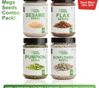 Bundle Of 4 150GM- Green Pumpkin, Sunflower, Flexseeds, Seasame Seeds PCOS Seeds Cyling Kit Jar