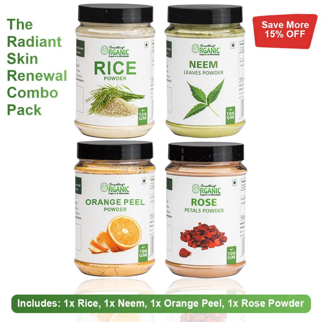 Pink Rice Powder Pack of 4 150GM- Rice Powder & 100GM- Rose Powder + Neem powder ...